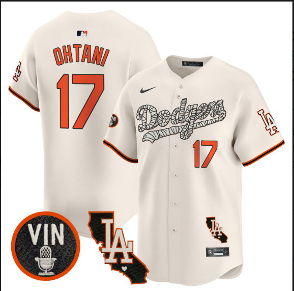 Men Los Angeles Dodgers #17 Ohtani  2025 cream Limited Stitched Jersey->los angeles dodgers->MLB Jersey